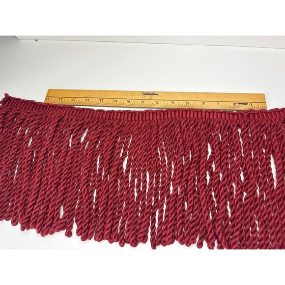 Deep Red Twisted Fringe Trim 1 yard + 15" x 8" wide Craft Decor Fabric Vtg - Picture 7 of 12